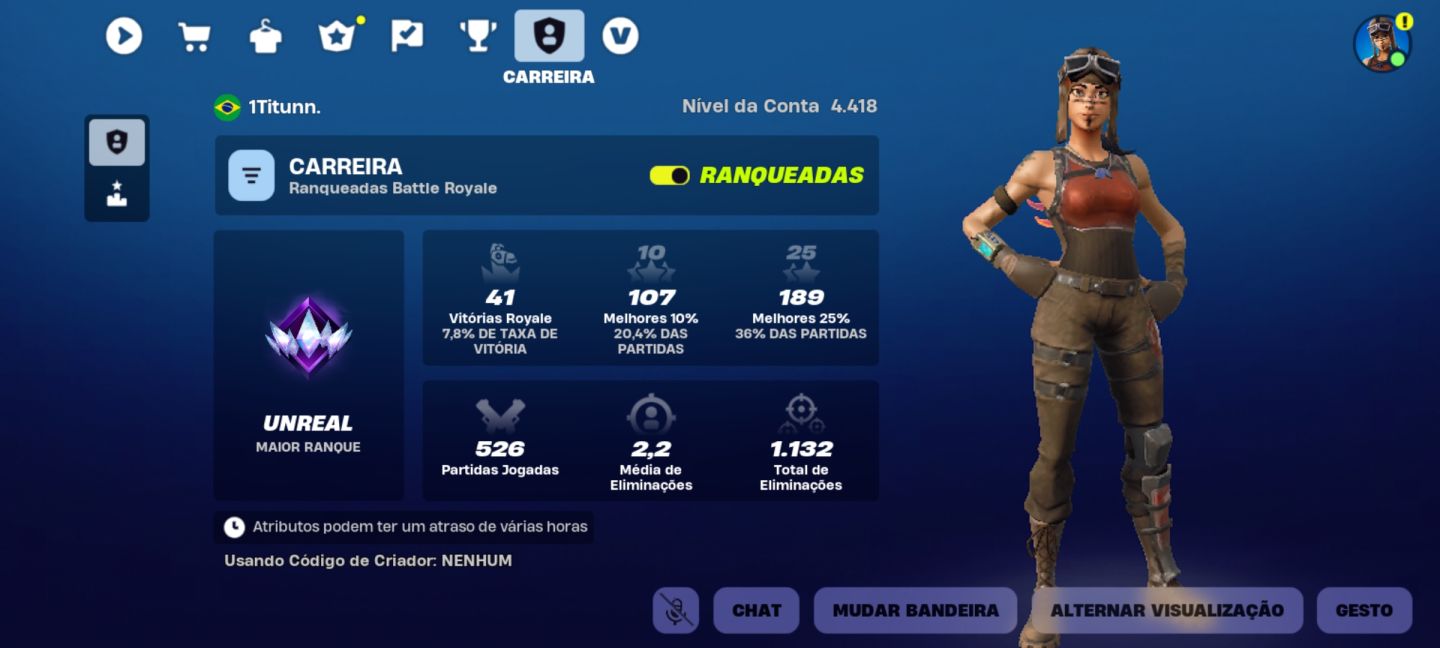 CONTA FORTNITE COM MAIS DE 1K ITENS.