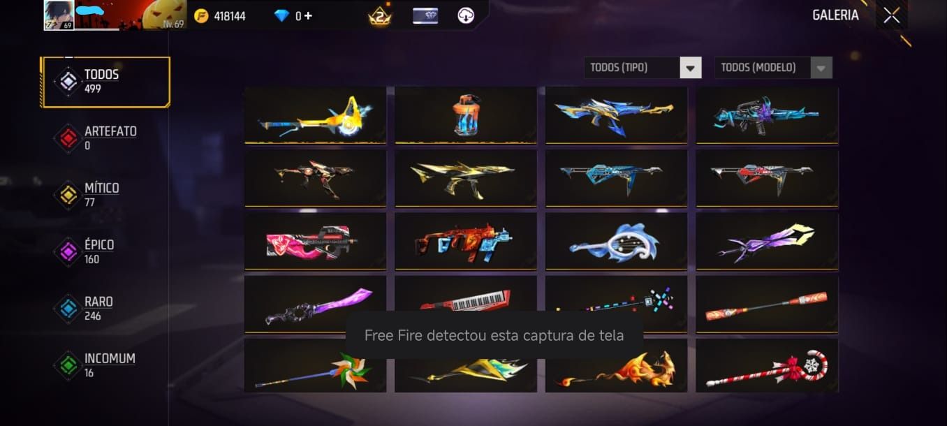 CONTA FF LVL 69 TODAS AS CAMISAS DE TIME + COMBO NARUTO FULL + UMP COMPETITIVA