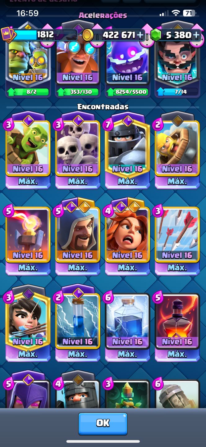 Clash royale conta 9 anos de conta mt carta nv max e 15k troféu