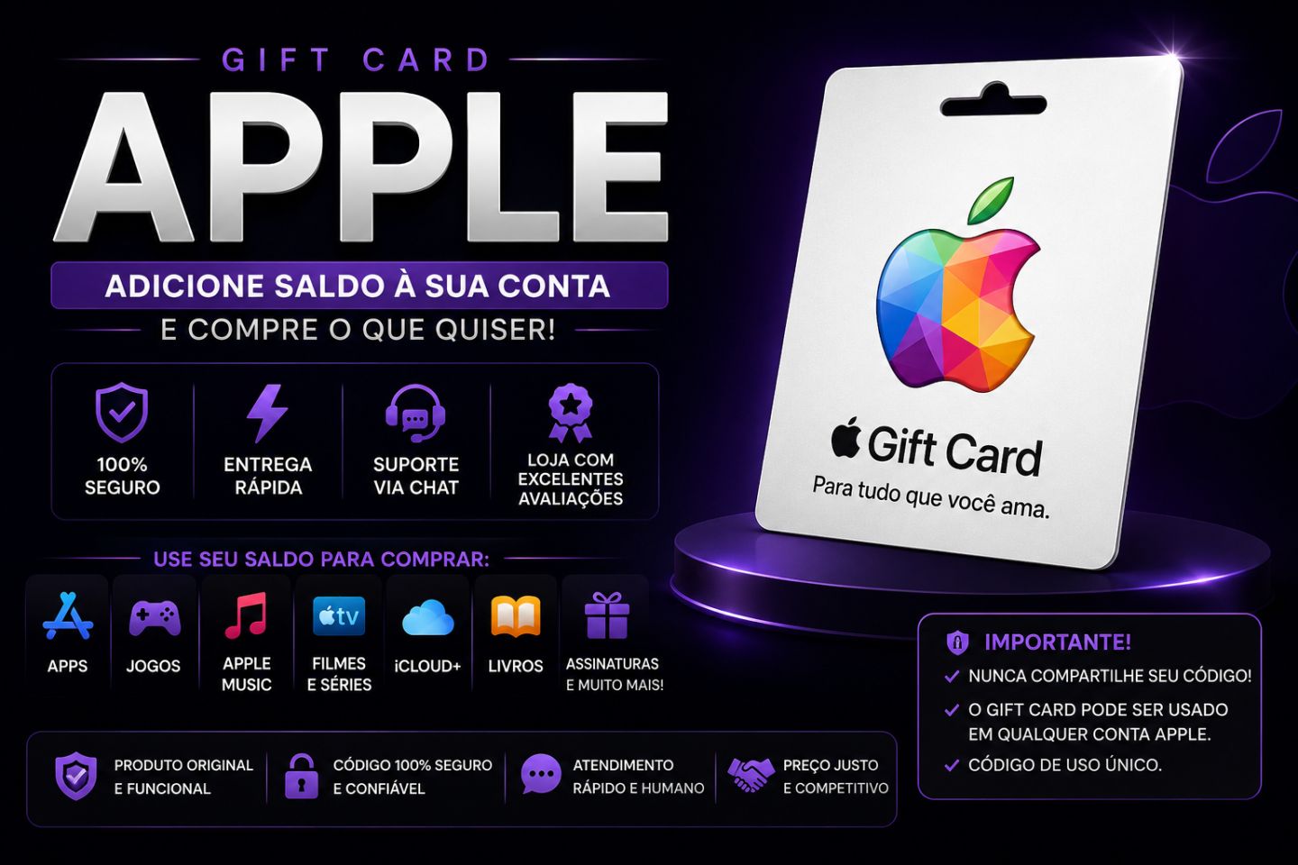 [PROMOÇÃO] GIFT CARD - APPLE STORE - ENTREGA RÁPIDA + BRINDE