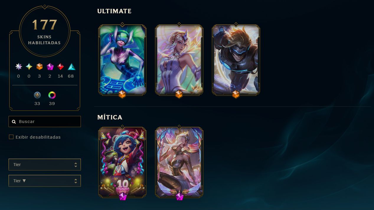 CONTA LOL LV 390 | 177 SKINS | COLEÇÃO QUASE COMPLETA | BR