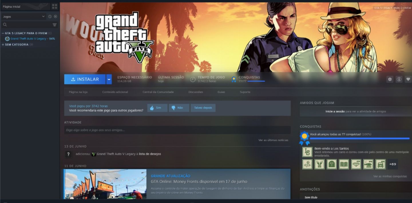 [O MAIS VENDIDO DA GGMAX] GTA 5 INSTALÁVEL CONTA DA STEAM (SOMENTE PARA FIVEM)