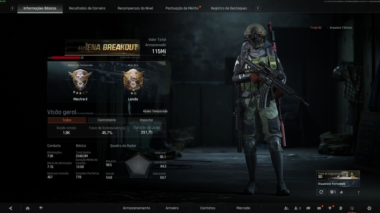 CONTA ARENA BREAKOUT 120M STASH, VARIAS SKINS PAGAS, BUTTERFLY E LUVA NEON!