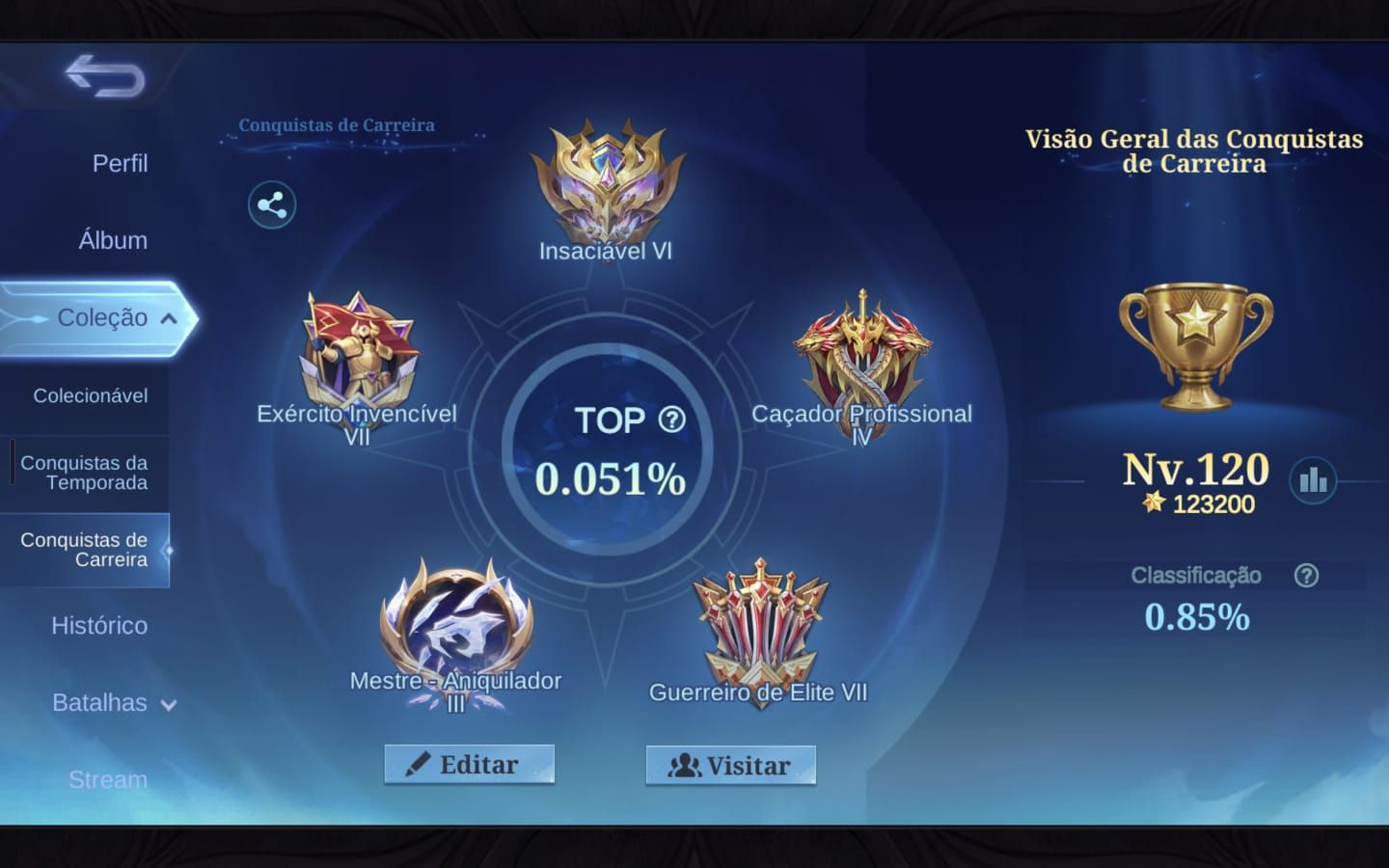 CONTA MOBILE LEGENDS À VENDA ALTA EXPERIÊNCIA | GLÓRIA MÍTICA | 251 SKINS
