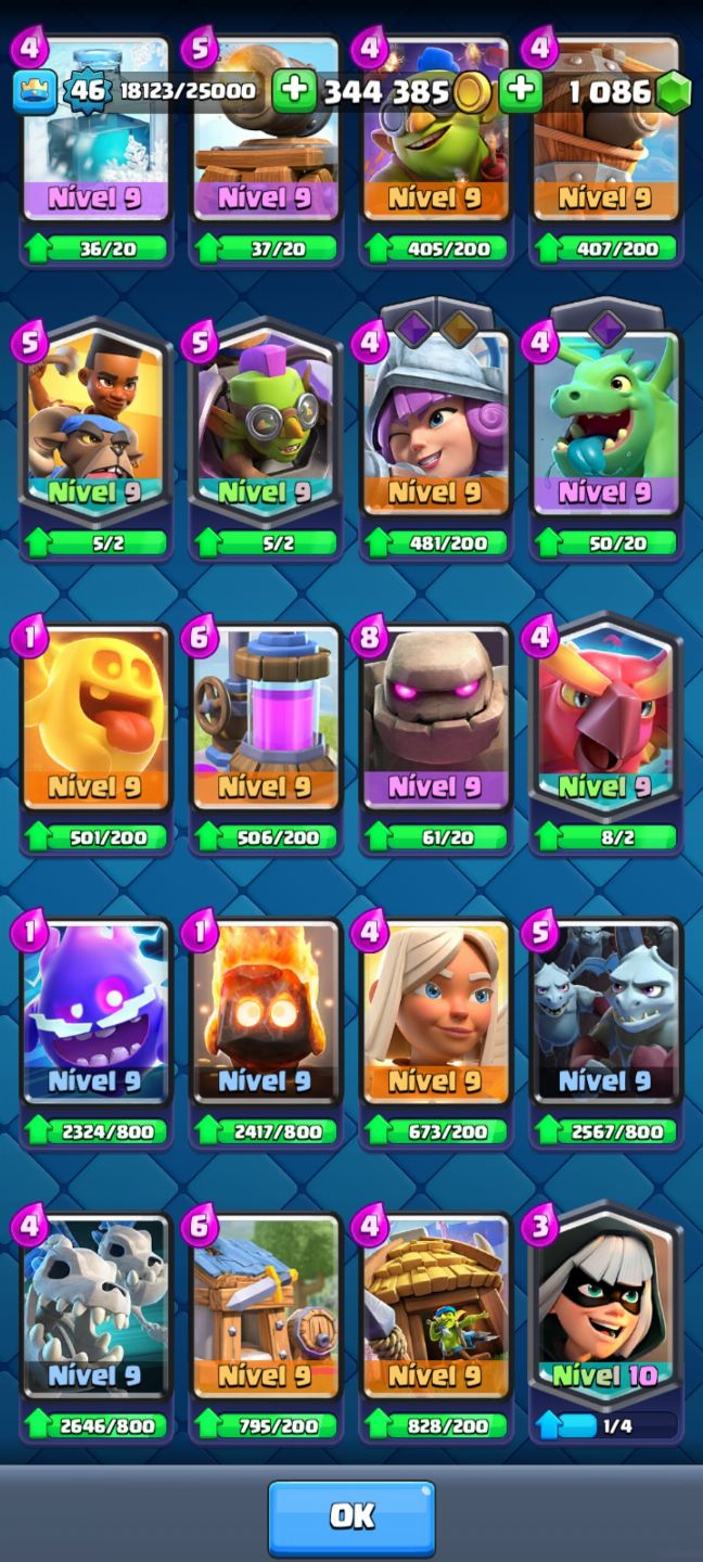 CONTA CLASH ROYALE, LEVEL 46, 8800 TROFÉIS, VISUAIS DE TORRE E MUITO MAIS...