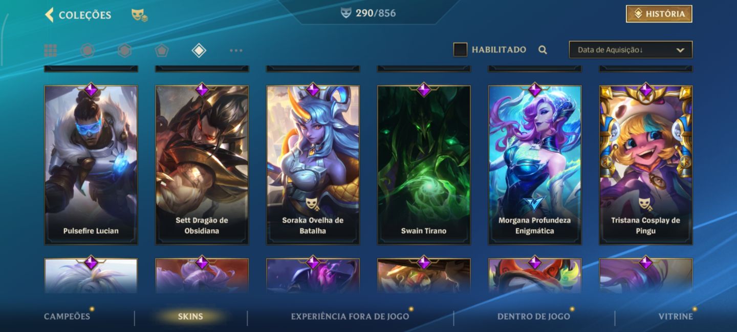 Conta Wild Rift Focada em ADCs 290 skins