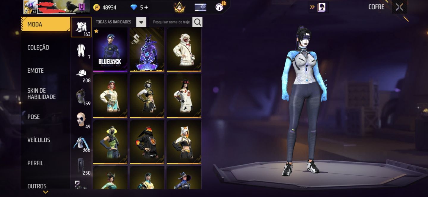 Conta FF 2020 gemada, possui diversas skins raras.