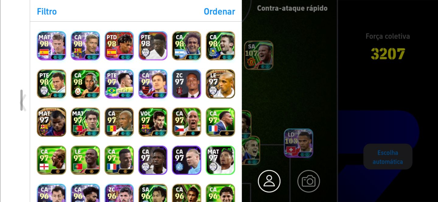 Conta efootball 3210 muito forte, boa e com cartas ótimas
