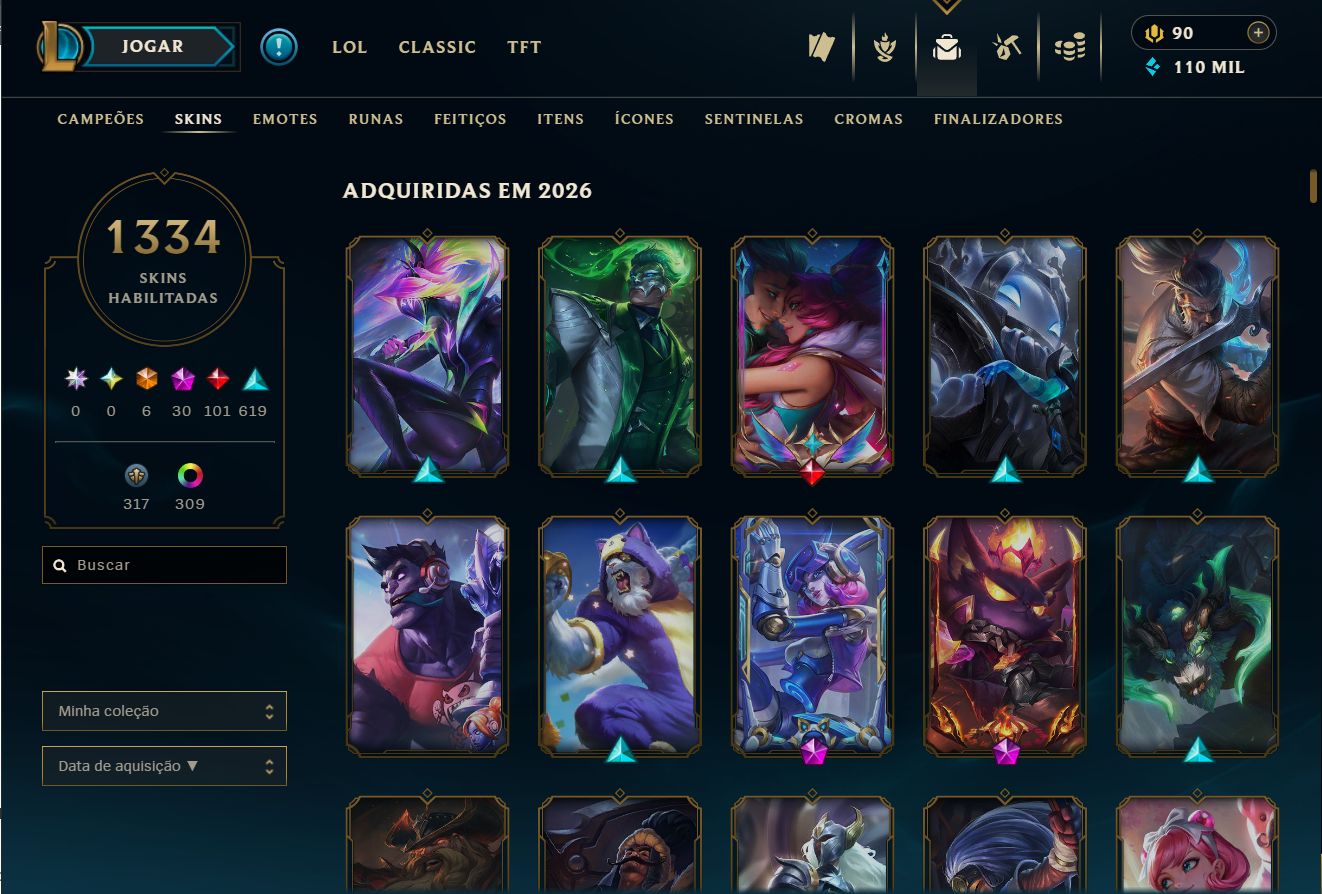 1334 SKINS NO LOL + SKINS VALORANT/TFT | PASSE ATIVO | DADOS DE CRIAÇÃO