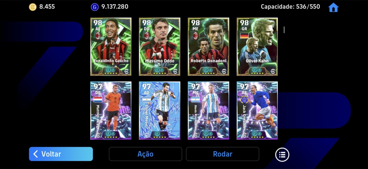 CONTA EFOOTBAL RARA COM 8,455 MOEDAS