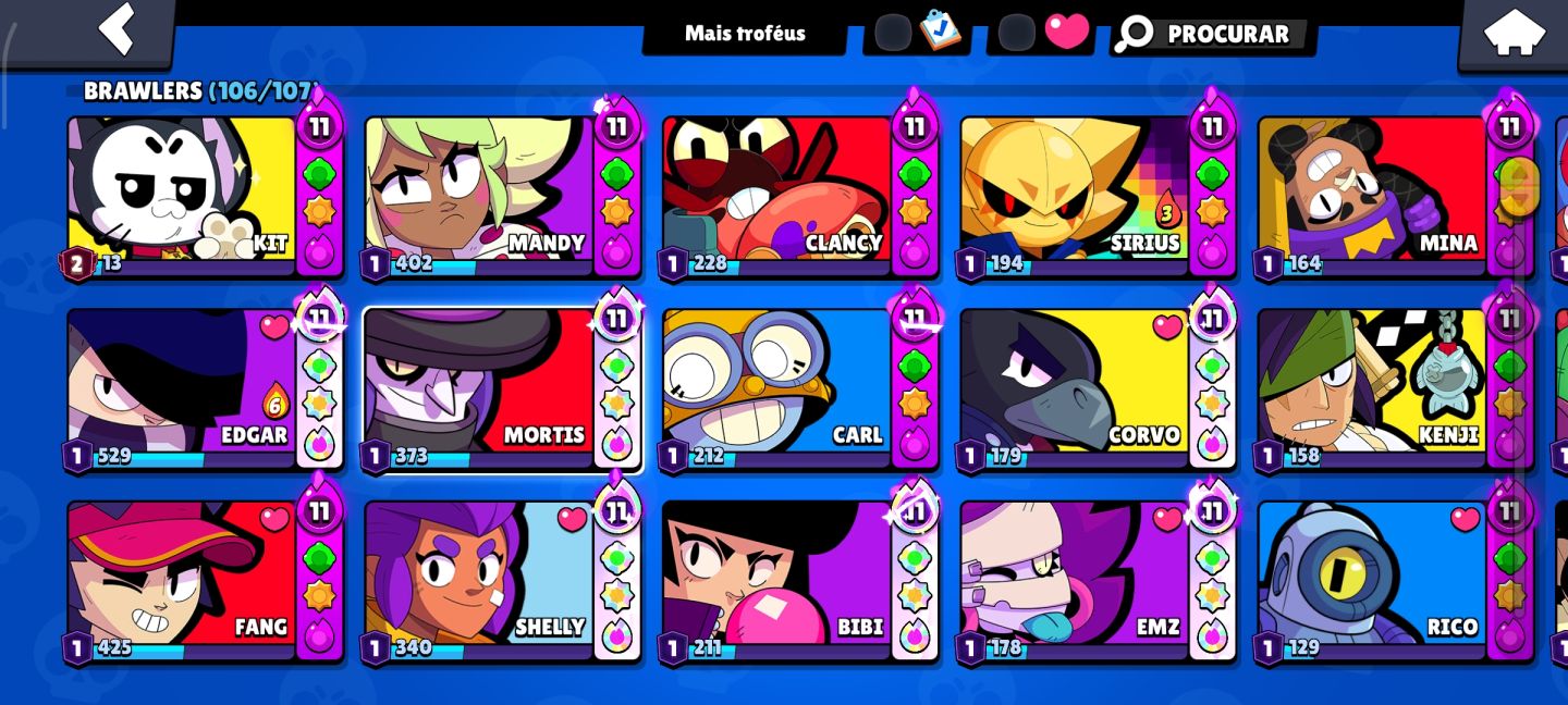 CONTA BRAWL STARS COM 52.966 TROFÉUS | PRESTÍGIO 33 | 106/107 BRAWLERS | C