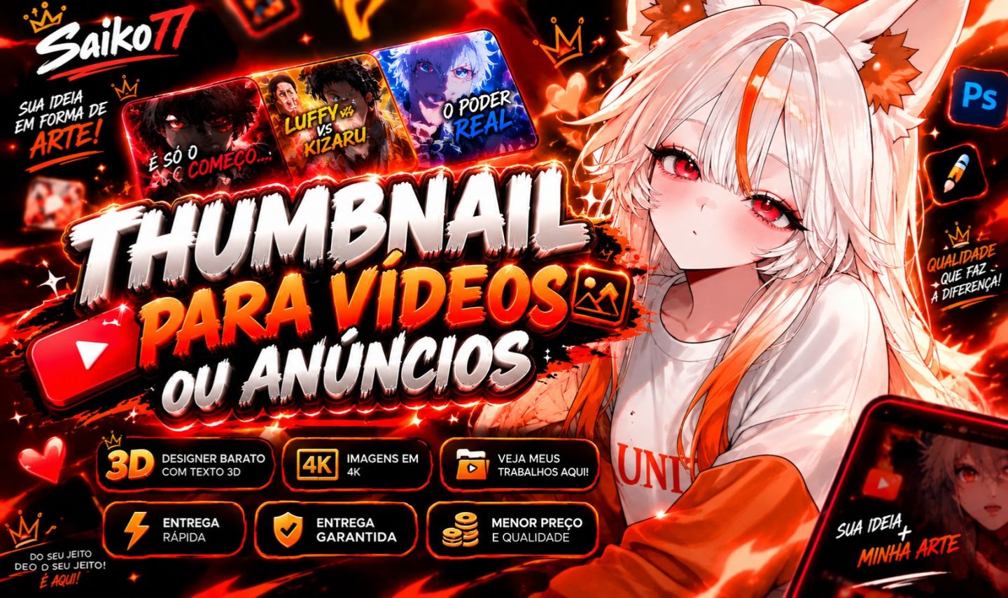 DESIGNER GRAFICO | THUMBNAILS PROFISSIONAIS | YOUTUBE, ANÚNCIOS E REDES SOCIAIS