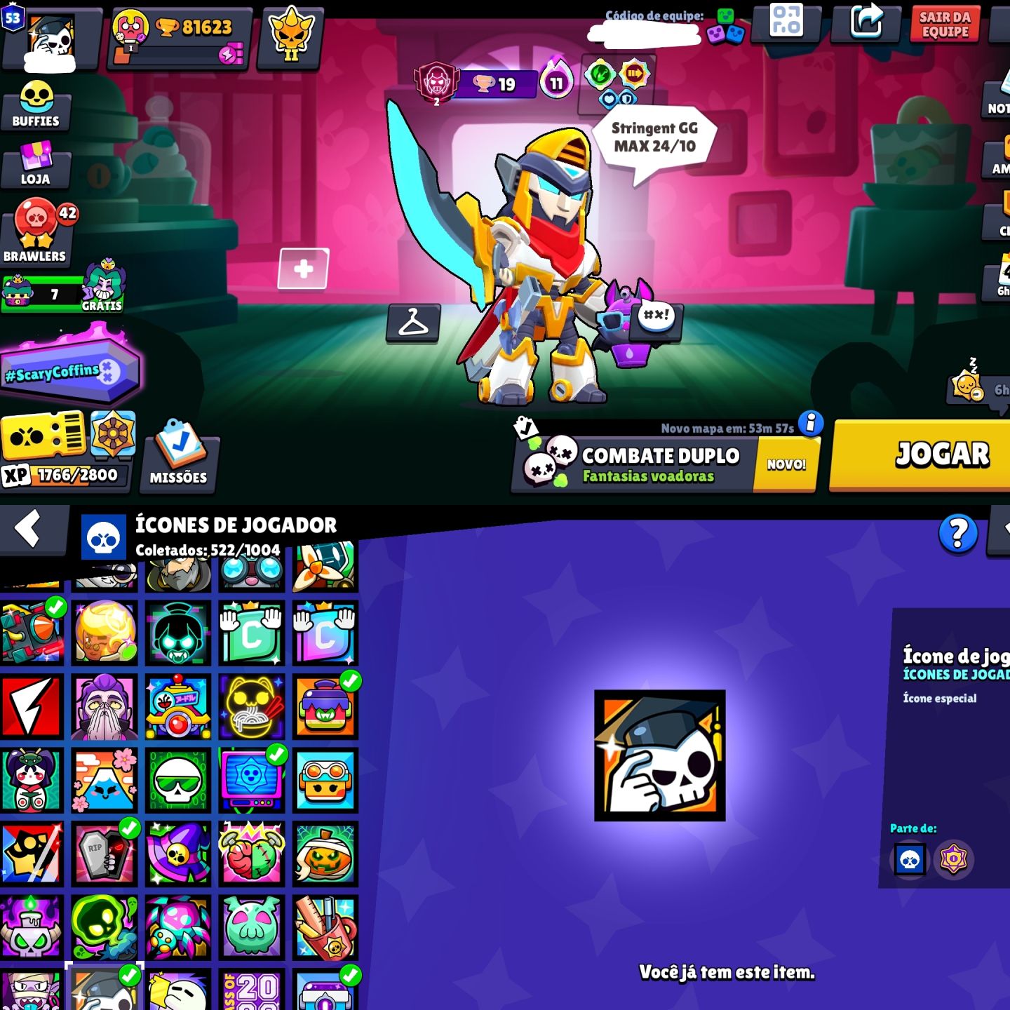 CONTA BRAWL STARS | 81.6K | 107 BRAWLERS | 287 SKINS | FULL ACESSO + DADOS