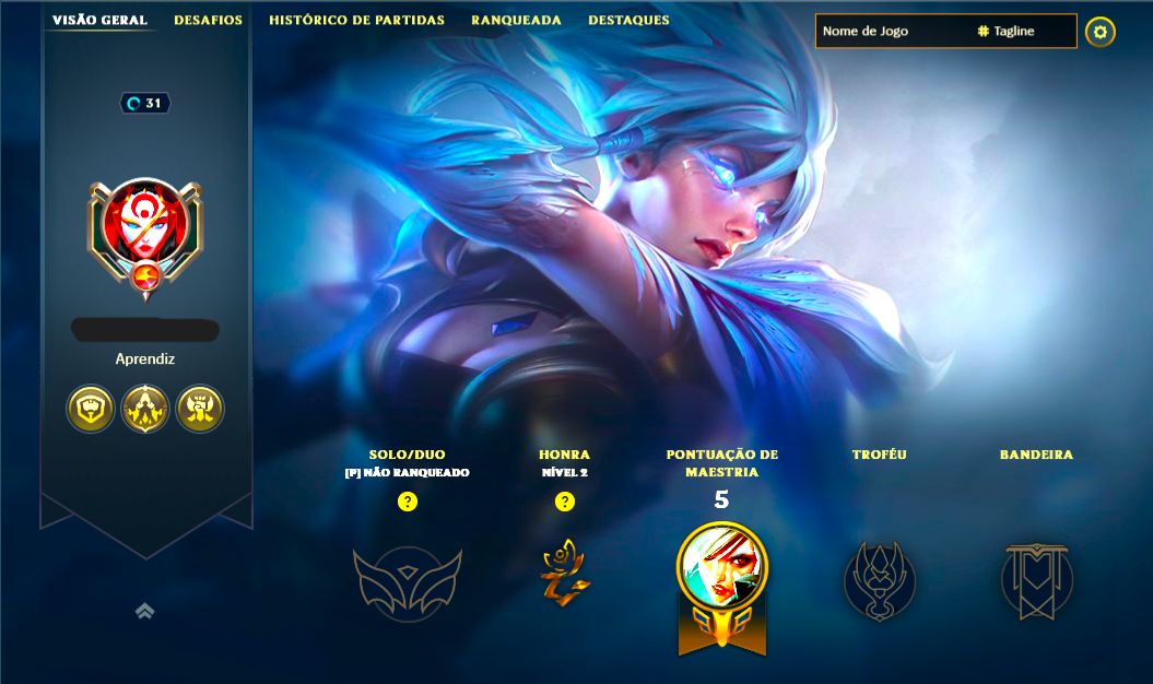 SKIN RIVEN EMISSÁRIA LENDÁRIA + [ RANQUEADA DESBLOQUEADA ] + [ TROCA NICK ]