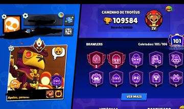 BRAWL STARS 110K TROFEUS | 105/106 BRAWLERS | 55+ LEVEL MAX | PRA SAIR RAPIDO!