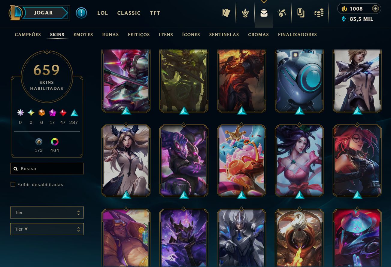 Lvl 767 | 659 skins | 1008 RP | Bordas e muitos mais