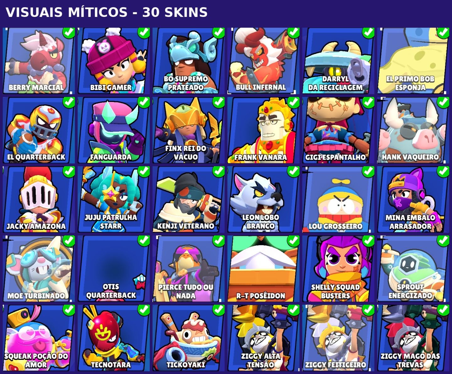 CONTA BRAWL STARS 71K TROFÉUS + 107/107 Brawlers 571 SKINS + ENDGAME