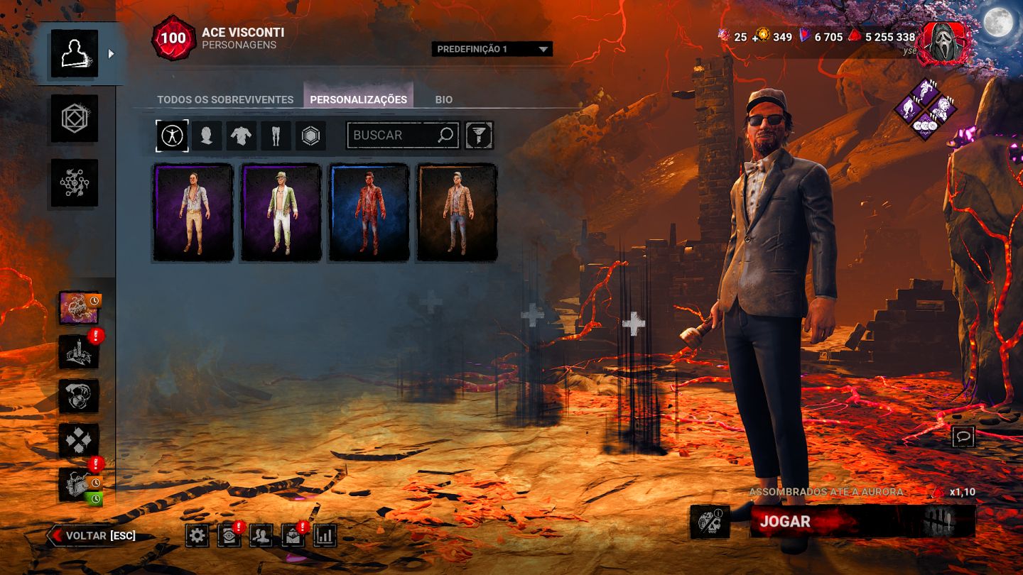 Conta DBD com bordas legacy, DLC do Myers, muitas skins e P100