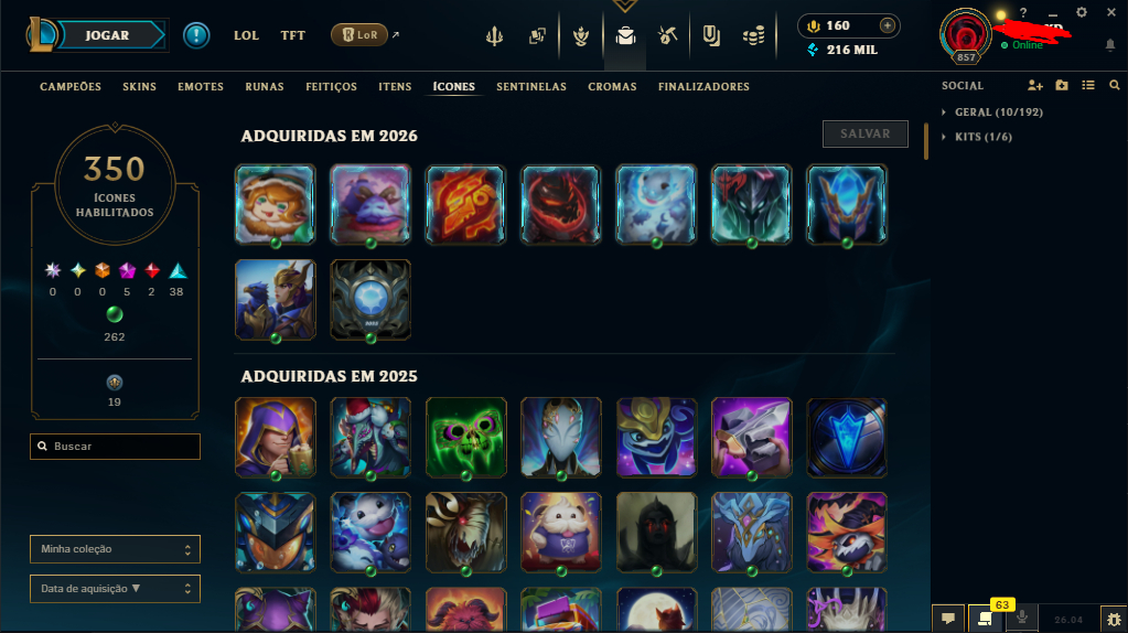 Conta lol nivel 874 com diversas skins de champions sentinela cromas 2kk de ZED.
