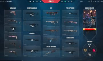Conta cheia de skins com champions 2025 e faca vct 2026 e pacote kuronami 2.0