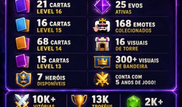 CONTA CLASH ROYALE | 13.000 TROFÉUS | 21 CARTAS NÍVEL 16 | 25 EVOS |