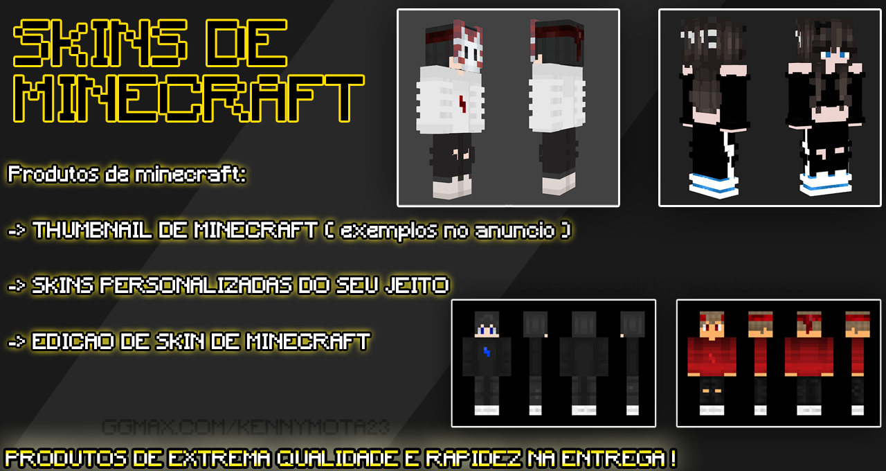 SUA SKIN MINECRAFT ÚNICA: CUSTOMIZADA/ENTREGA-RÁPIDA DO SEU JEITO 15 anos de EXP