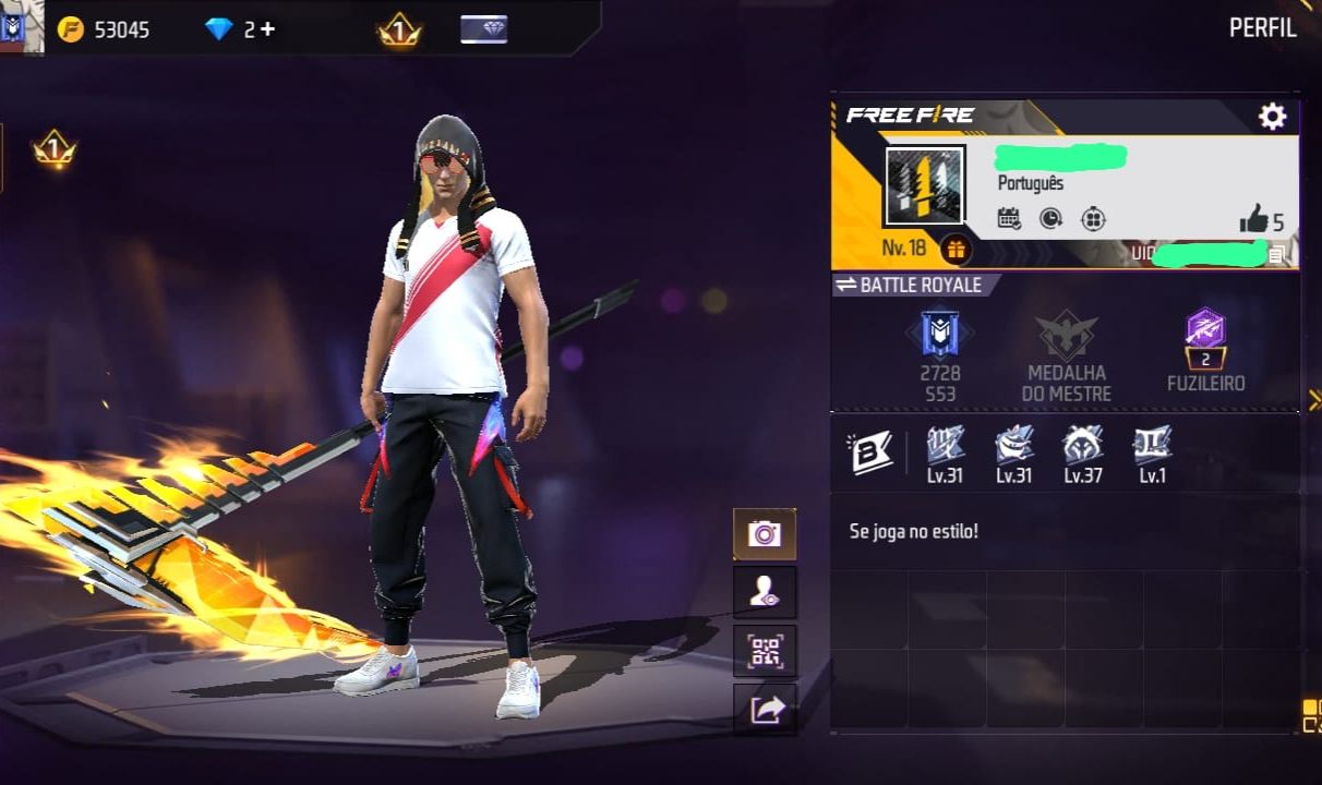 CONTA FREE FIRE LVL 18 | 2 CAMISAS DE TIME + CARTÃO MUDAR NICK+VEÍCULOS
