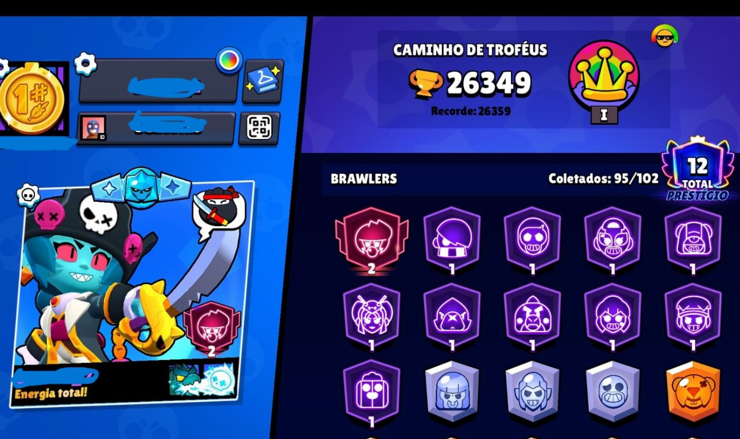 CONTA BRAW STARS COM 12 PRESTÍGIOS 95/102 BRAWS + FULL ACESSO