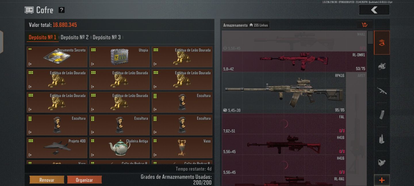 Conta arena brekaut Mobile com 52,1 milhões de armezem e skin de patente da S4