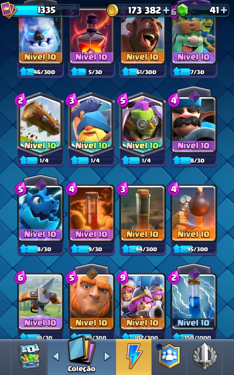 CONTA CLASH ROYALE TOP 9.161 TROFÉUS 173K OURO 121/123 CARTAS