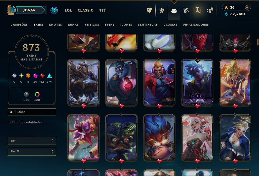 Conta Lol de 2011 com Kayle Juiza / 873 Skins / Nivel 497 / 321 Icones