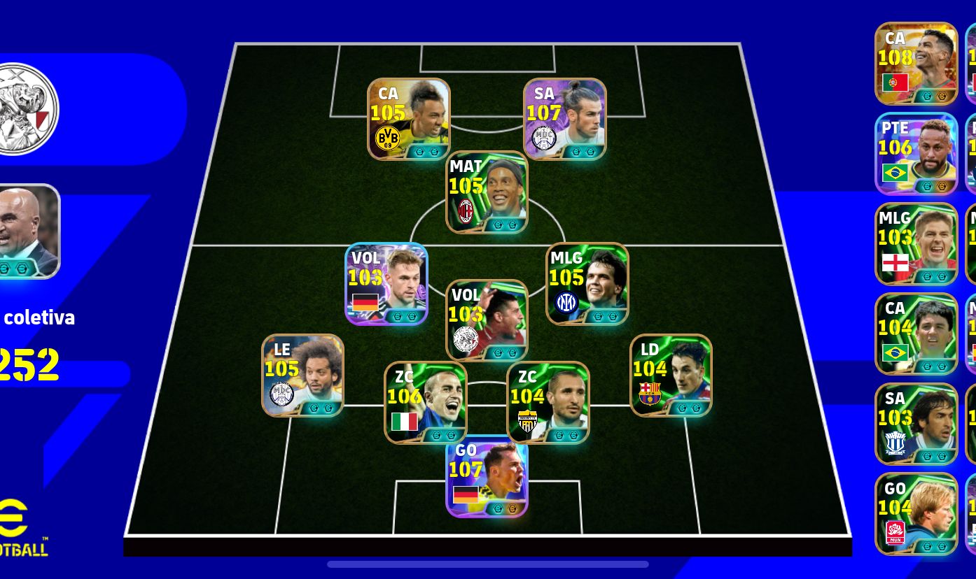 CONTA DE EFOOTBALL COM CR7 108 BALE 107 NEYMAR 106