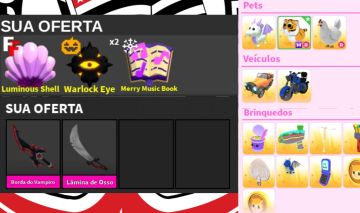 Inventário de Roblox para Adopt me, MM2 e Flee the Facility