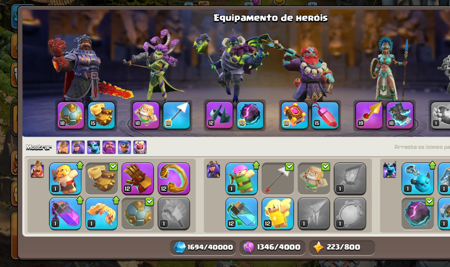 Clash of Clans - CV 14 (Muito upado), paisagens, skins de herói e itens mágicos