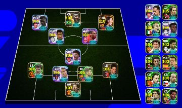 CONTA EFOOTBALL MOBILE 3270+ DE FORÇA - Messi 110, Van der sar 107, Saka 107
