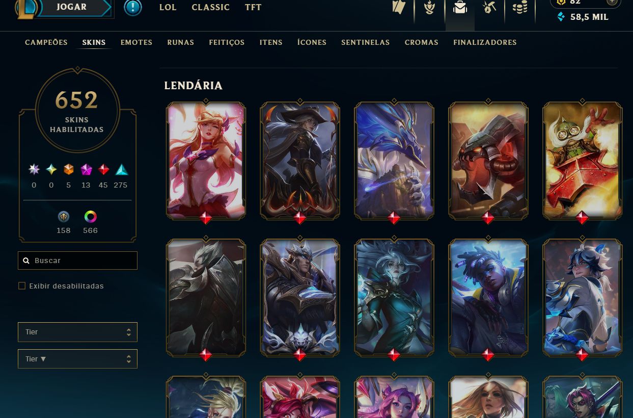 Conta de lol 2013 main sup, com skins de adcs e mid tbm o