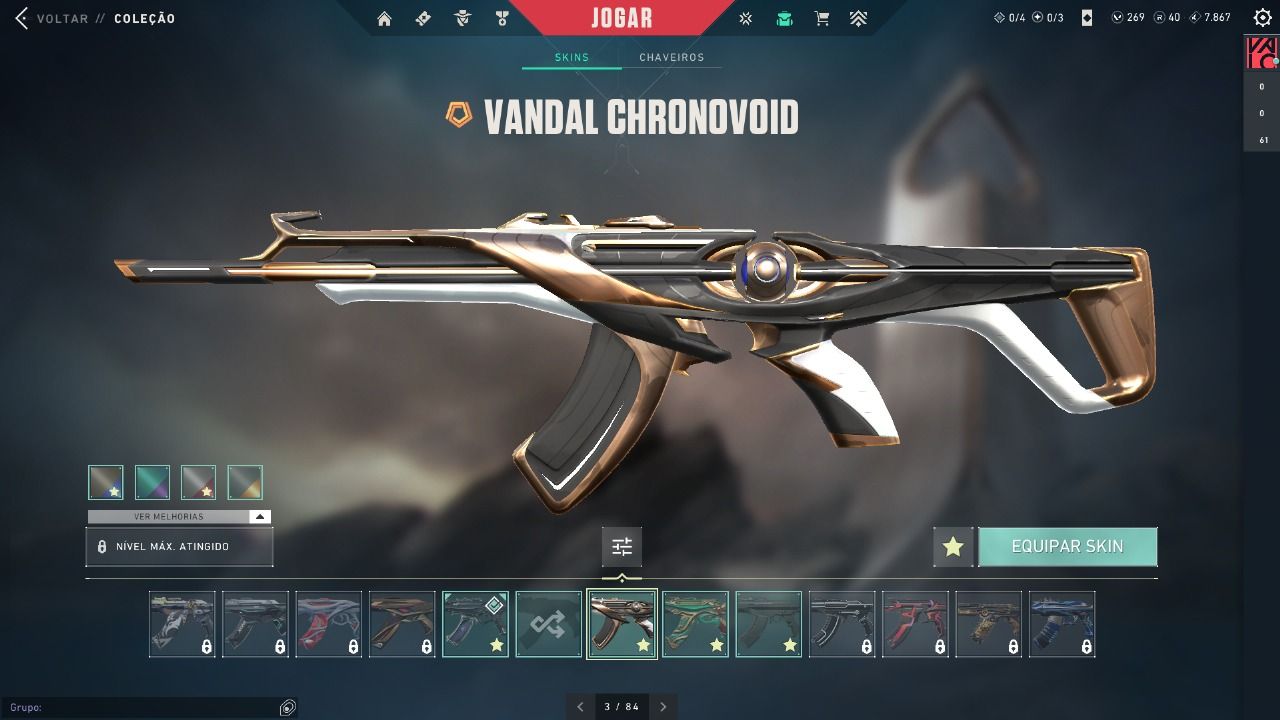 10 SKINS, OURO 2 , TODOS OS PERSONAGENS.