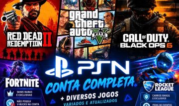 CONTA PSN, JOGOS COMPRADOS, CONTA NO GTA ONLINE, FORTNITE, ROCKET LEAGUE