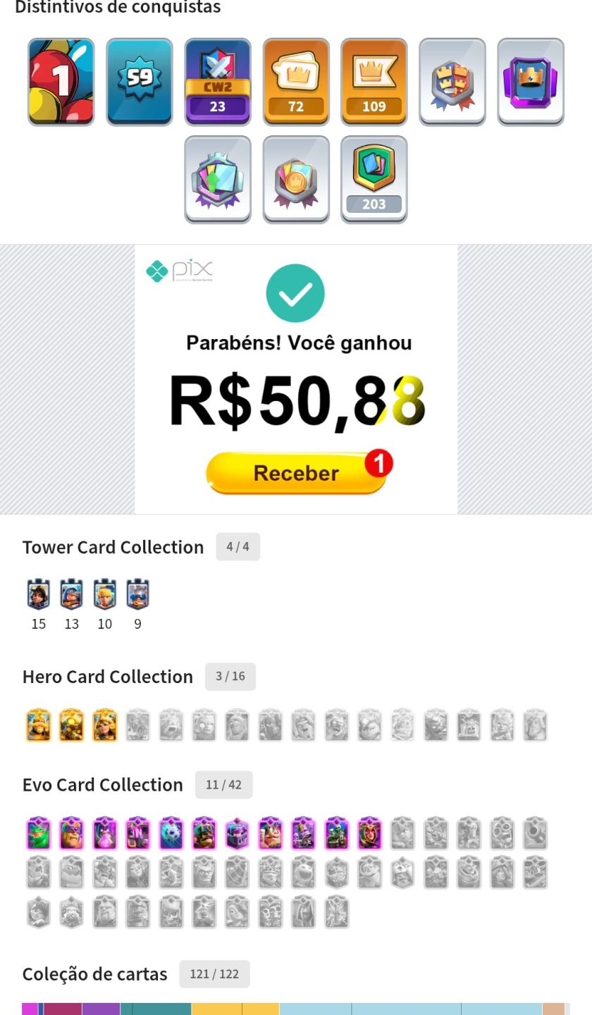 Conta de Clash Royale a venda rara, com heróicas e SKINS de torre