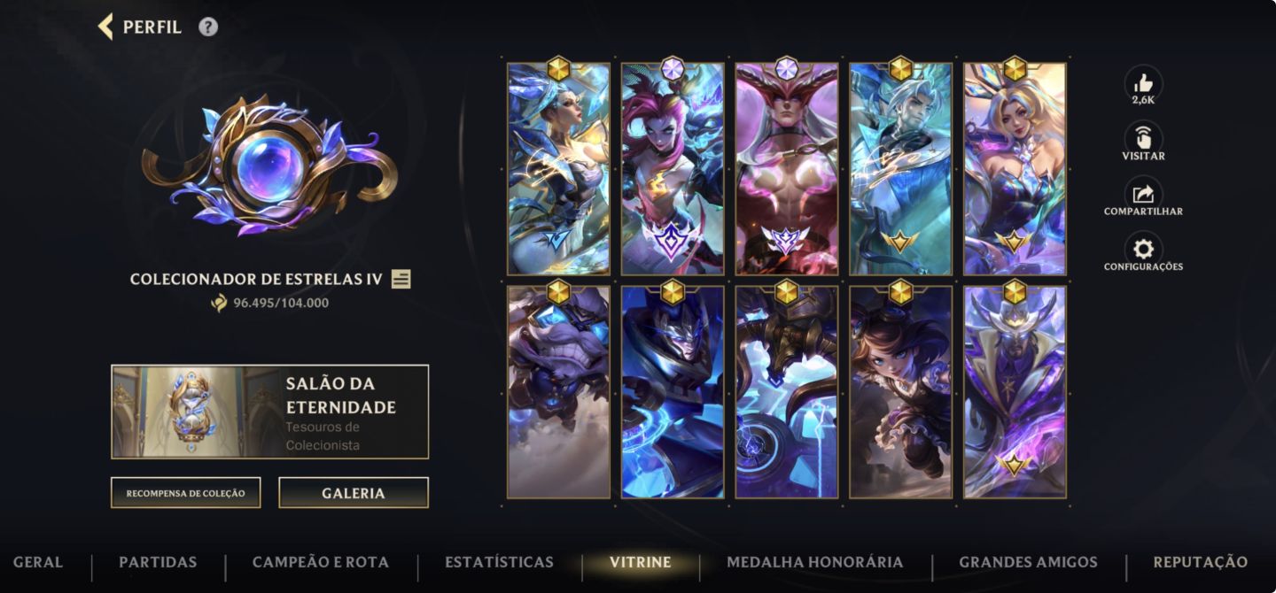 Conta Wild Rift 542/867skins, 2 skinsultimate e 52 Skinsprestígio Full Champions