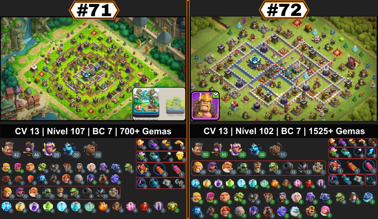 CONTAS CLASH OF CLANS | CVS UPADOS, FULL, SEMI-FULL, RUSHADOS, CLÃS, SKINS