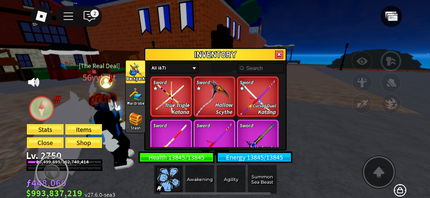 CONTA BLOX FRUIT LVL MAX - SANGUIN ART+CDK+TTK+SG