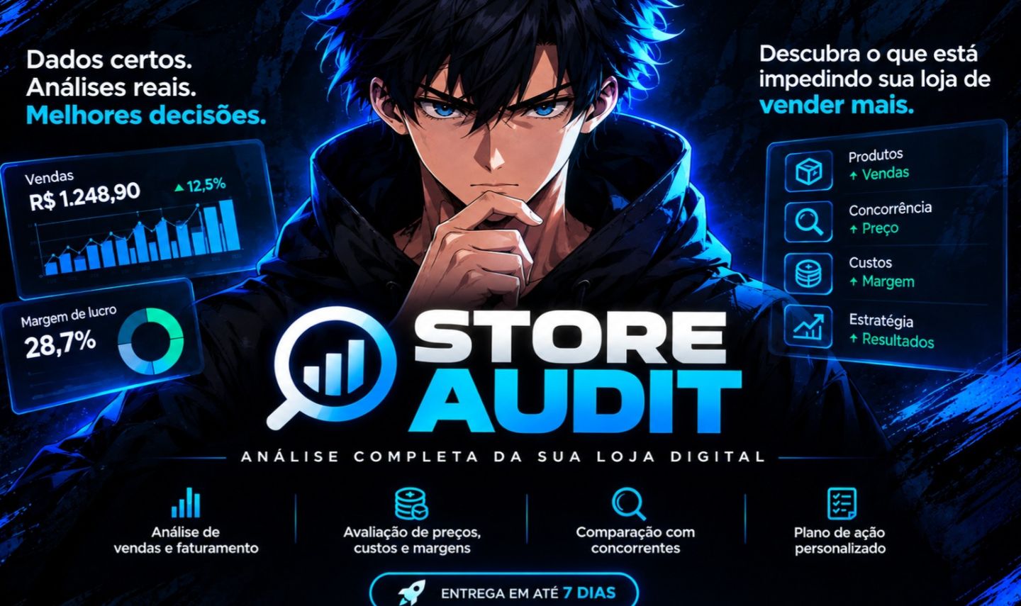 Faço análise especializada de sua loja em até 7 dias