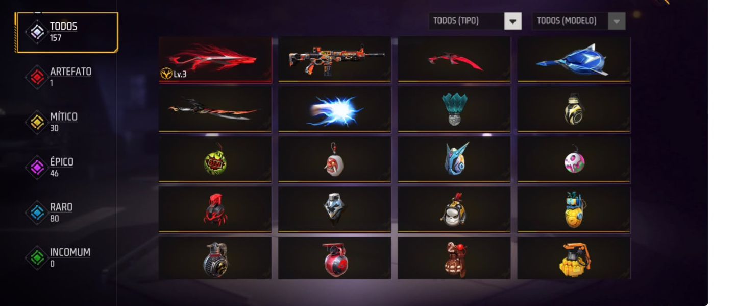 Conta de free fire gemada full roxa