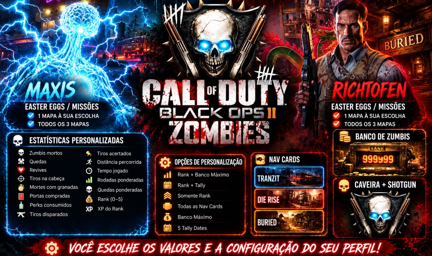 BO2 ZOMBIES | UNLOCK ALL + PERSONALIZAÇÃO COMPLETA DO PERFIL BLACK OPS 2