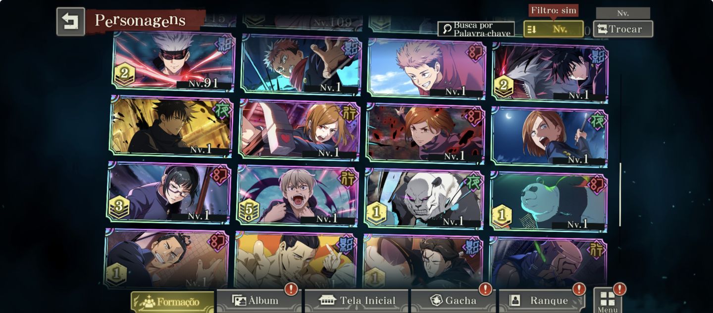 Conta JJK PAREDE 10 LIMITADO 50K DE CUBOS 5 DUPES 620 Tickets E MUITOS METAS