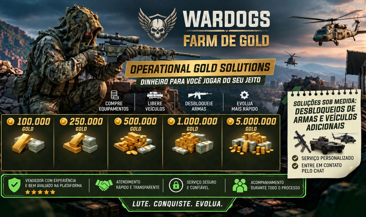 WARDOGS | SERVIÇO DE FARM DE CASH E DESBLOQUEIO MAIS BARATO DA PLATAFORMA