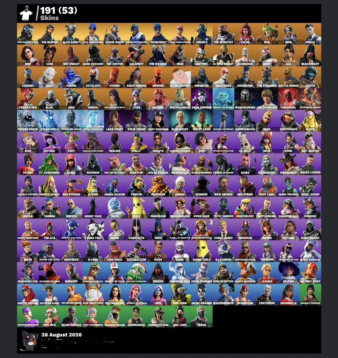 Conta Fortnite OG | 191 Skins | The Reaper | Take The L | Elite Agent | salve o