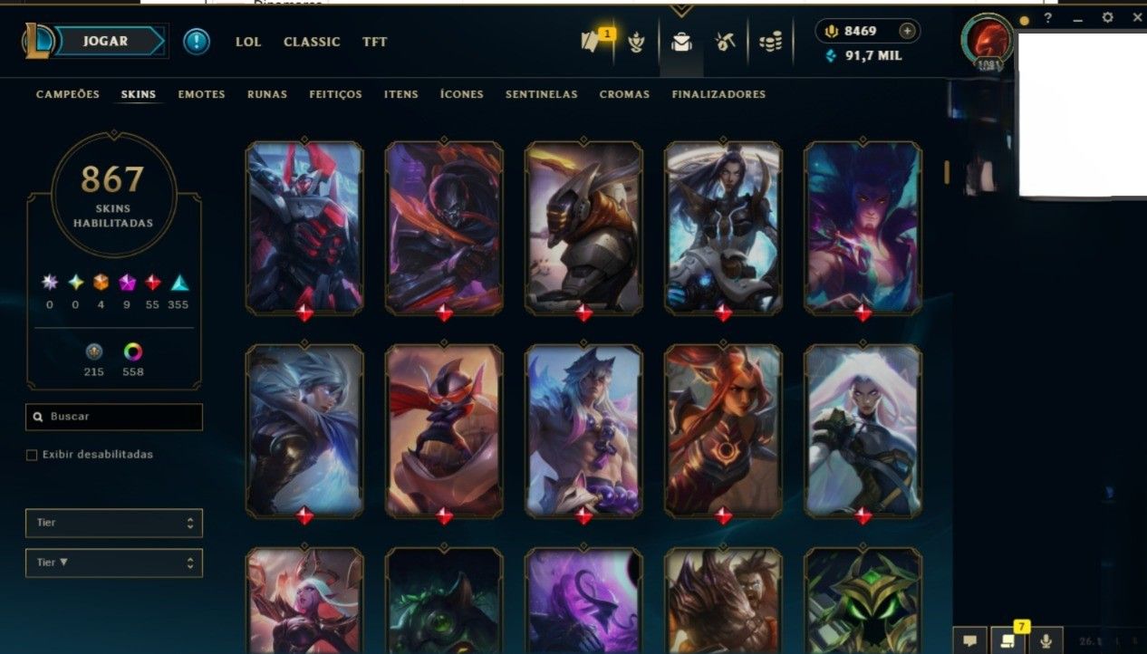 CONTA + 850 SKINS +500 CROMAS + 800 ICONES 500 EMOTES + TROCA DE NICK DISPONIVEL