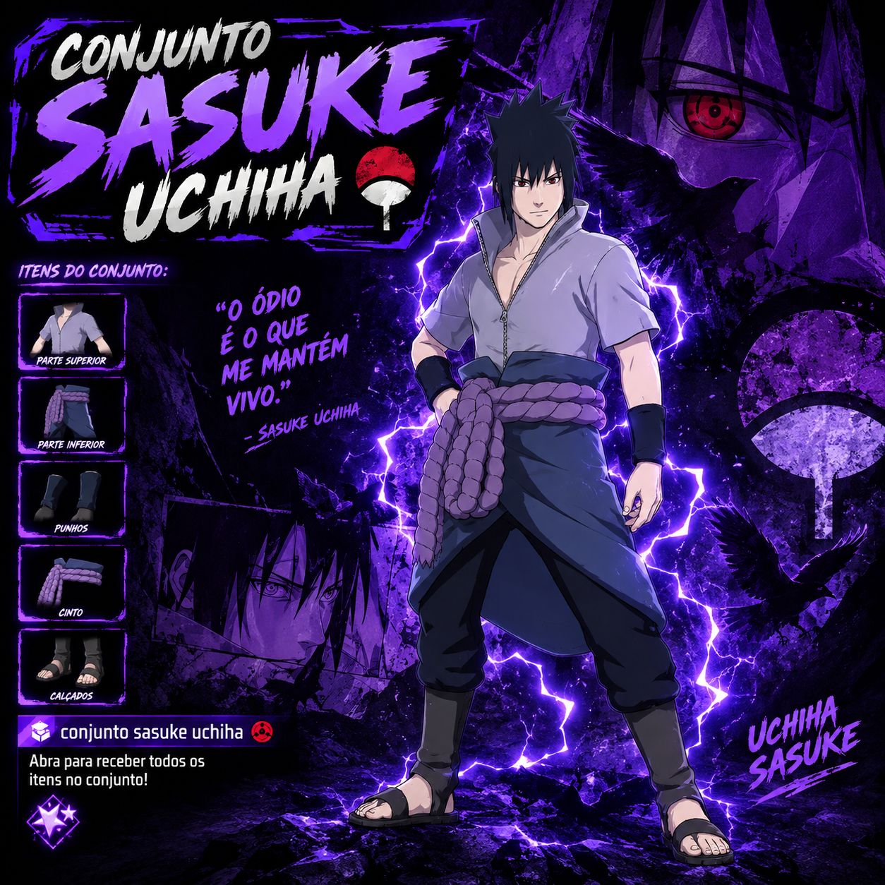 ENTREGA RÁPIDA | CONTAS FF LV 15/30 | NARUTO | SASUKE | PUNHO | UMP ATRIBUTADA